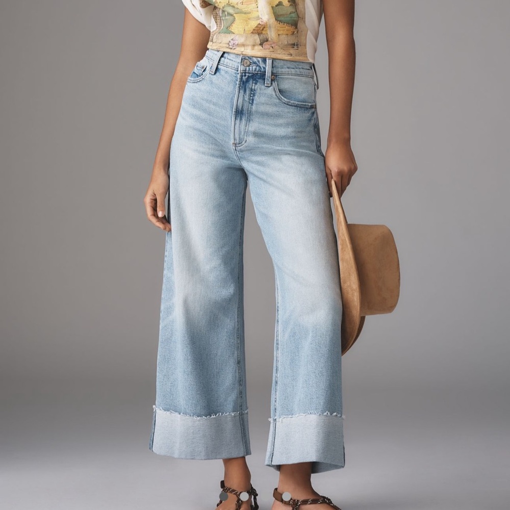 pistola Light Wash Wide Leg Crop Jeans in Snowcat